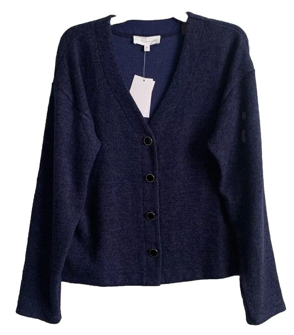 Brea Canyon Women’s Navy Blue Button Cardigan Sweater Soft Cropped Large NWT